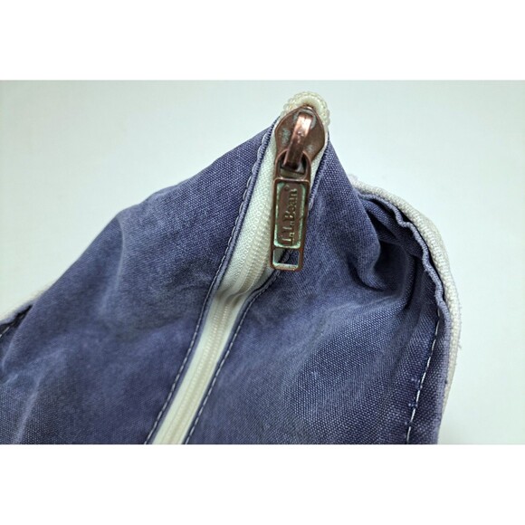Vintage LL BEAN Boat Tote Striped Pink Blue Green Canvas Heavy Duty Zip Bag - Picture 10 of 14
